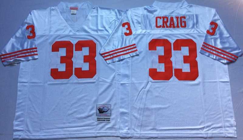 49ers 33 Roger Craig White M&N Throwback Jersey->nfl m&n throwback->NFL Jersey